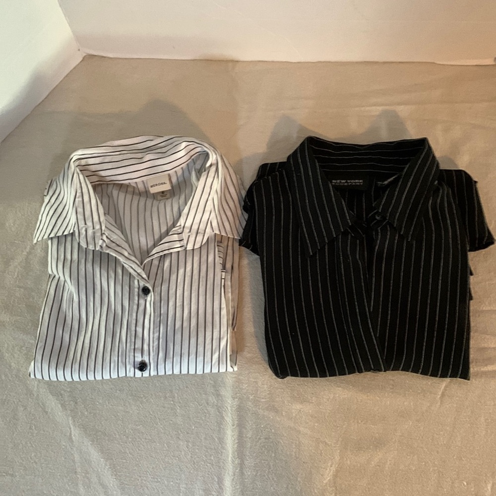 Women’s Size Medium Button Up Shirts Black & White Merona & New York & Co